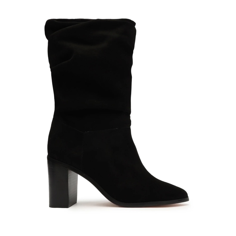 SCHUTZ  ashlee block suede bootie in black